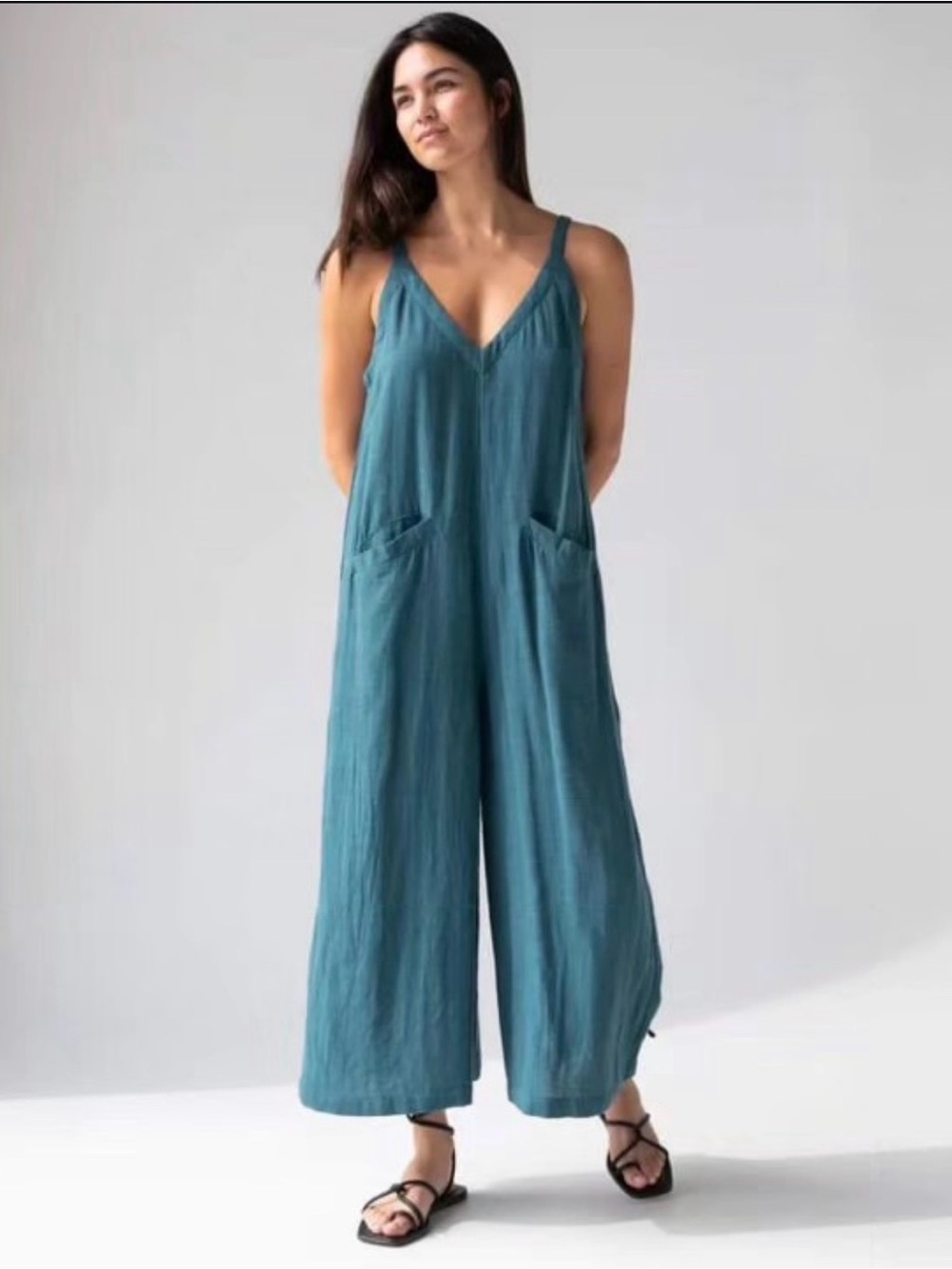 Natural Life Chelsea Cotton Teal Jumpsuit NWT XS